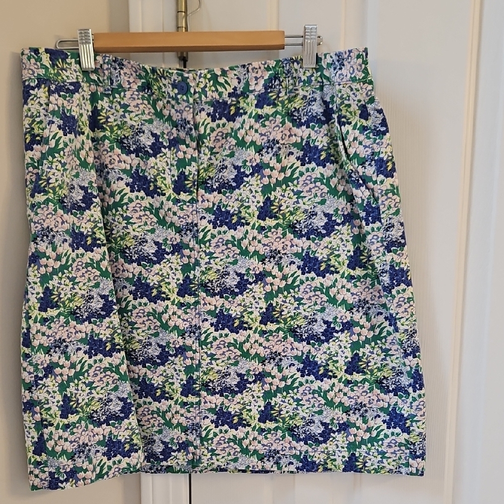 Talbots Blue and Green Floral Pencil Skirt